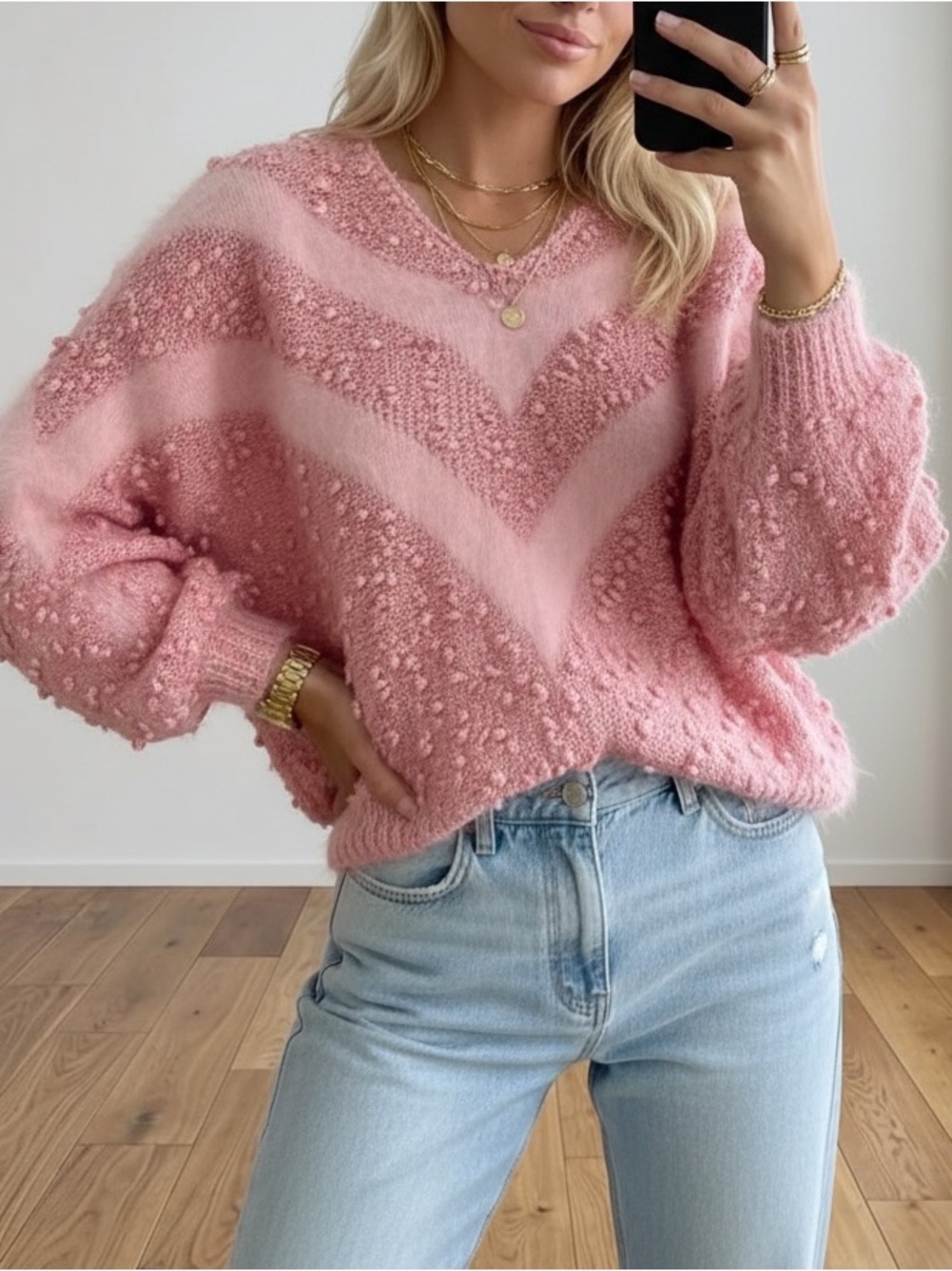 🎀 Vintage Coquette Pink Angora Popcorn Knit Sweater 🎀
